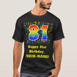 81:a födelsedagen: Colorful Music Symbols, Rainbow T Shirt