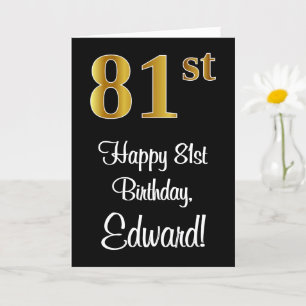 81:a födelsedagen ~ Elegant Luxurious Faux Guld Ti Kort