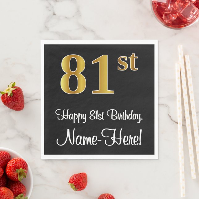 81:a födelsedagen ~ Elegant Luxurious Faux Guld Ti Pappersservett (Insitu)