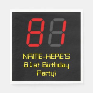 81:a födelsedagen: Red Digital Clock Stil "81" + N Pappersservett