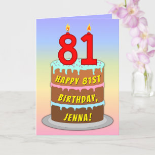 81:a födelsedagen - Roligt Cake & Candles, med ege Kort