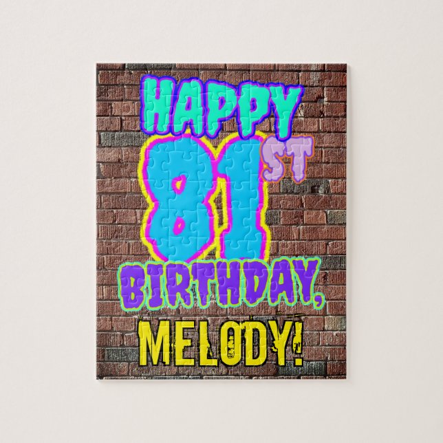 81:a födelsedagen ~ Roligt, Urban Graffiti Inspire Pussel (Vertikal)