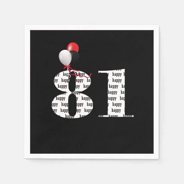 81:a Födelsedagsfestens ballonger Pappersservett (Framsidan)