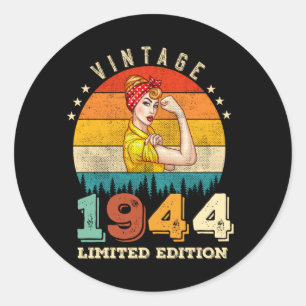 81 Ålderdag 1944 Vintage 81:a födelsedagen Kvinnor Runt Klistermärke