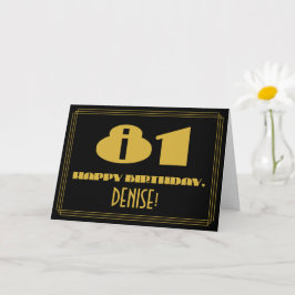 81-årsdag: Namn + Art Deco Inspirerad Utseende "81 Kort