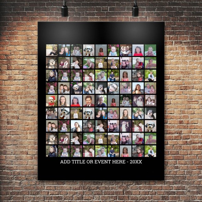 81 Fyrkantstödraster - Anpassningsbar - Svart Poster (Personalized Poster - Add your photos and text)