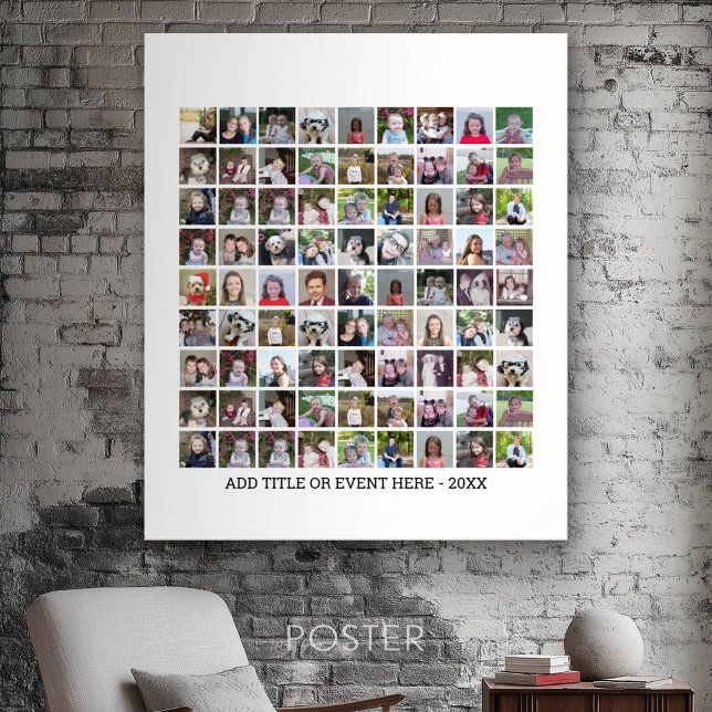 81 Fyrkantstödraster - Anpassningsbar - Vit Poster (Personalized Poster - Add your photos and text)