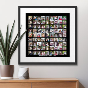 81 Fyrkantstödraster för foto med text - svart Poster