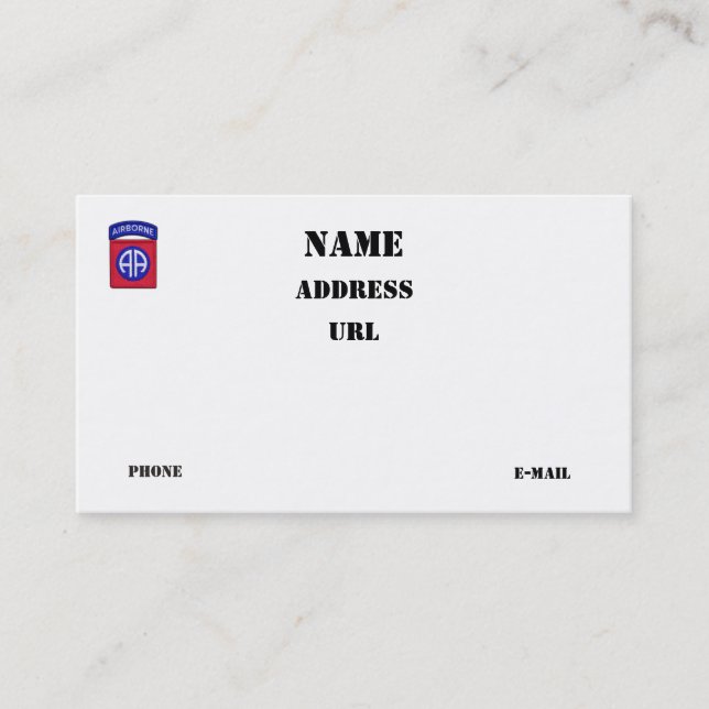 82:a ABN Airborne Division veterinär patch Visitkort (Framsida)