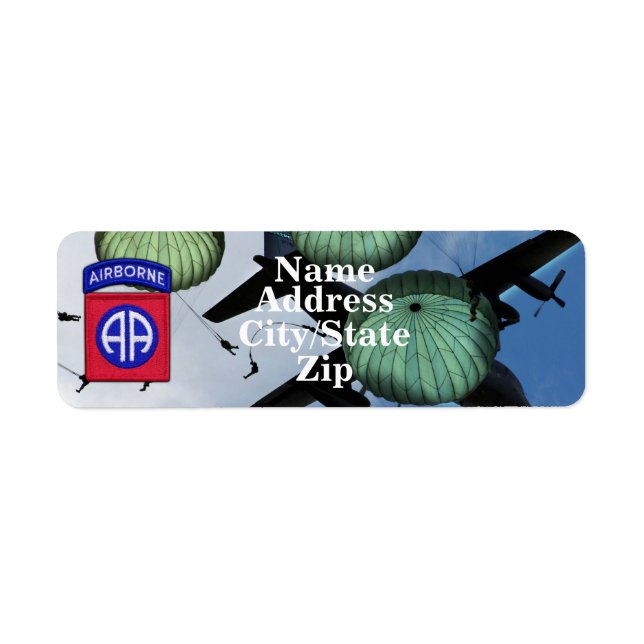 82:a adressetikett för ABN Airborne Division Returadress Etikett (Framsidan)