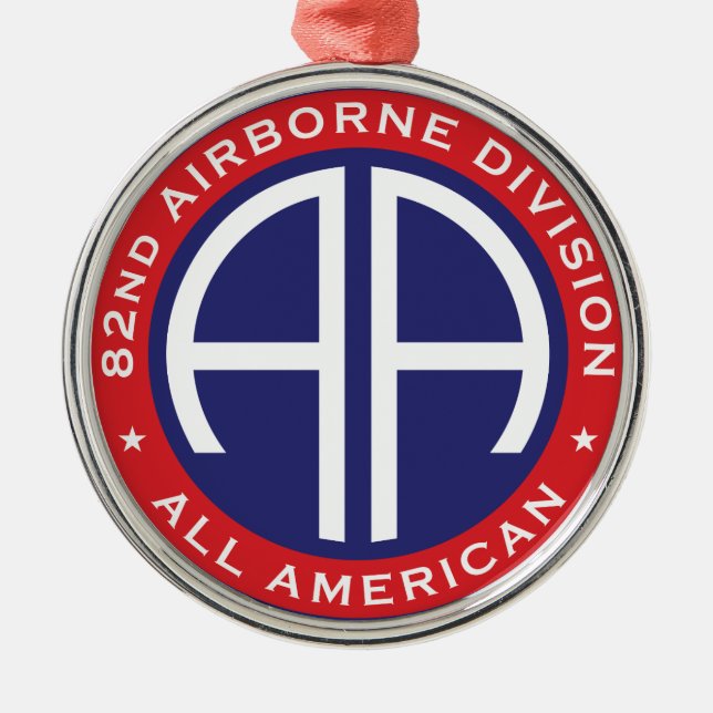 82:a Airborne Division All American Avslappnad Pat Julgransprydnad Metall (Framsidan)