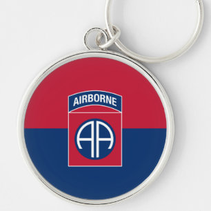 82:a Airborne Division Flagga Military Veteran Rund Silverfärgad Nyckelring