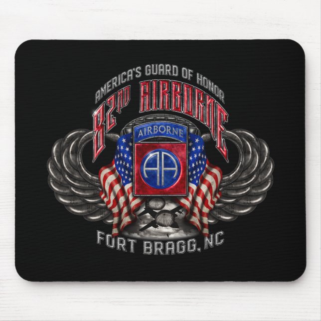 82:a Airborne Fort Bragg Black Mousepad Musmatta (Framsidan)