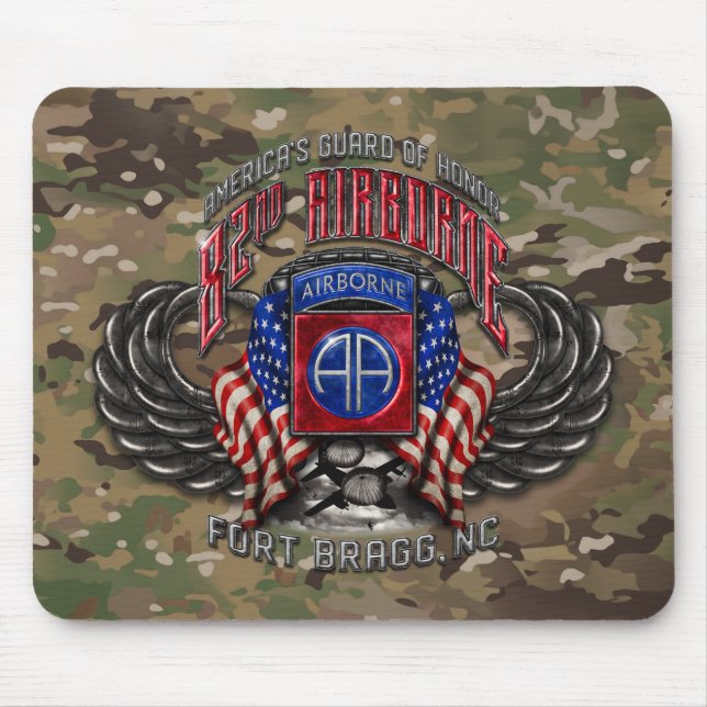 82:a Airborne Fort Bragg Camo Mousepad Musmatta (Framsidan)
