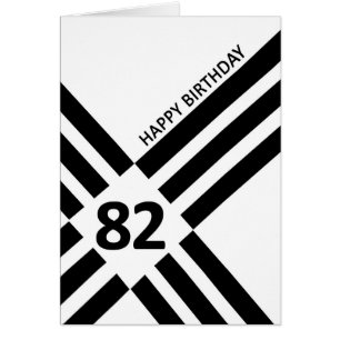 82:a diagonalns svarta linjedesign, födelsedag hälsningskort