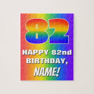 82:a födelsedag: färgfull, Roligt Rainbow Mönster Pussel