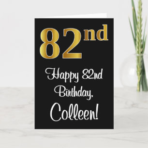 82:a födelsedagen ~ Elegant Luxurious Faux Guld Ti Kort