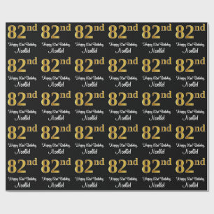 82:a födelsedagen: Elegant Luxurious Faux Guld Tit Presentpapper