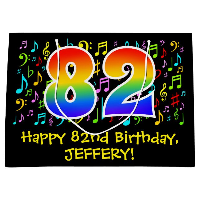 82:a födelsedagen - Färgstarka musiksymboler, regn (Framsidan)