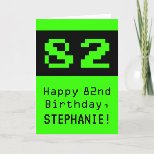 82:a födelsedagen: Nerdy/Geeky Stil "82" och Namn Kort