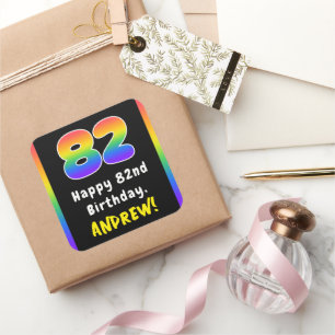 82:a födelsedagen: Rainbow Spectrum nr 82, Anpassa Fyrkantigt Klistermärke