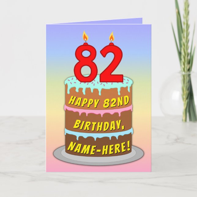 82:a födelsedagen - Roligt Cake & Candles, med ege Kort (Framsida)