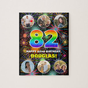 82:a födelsedagen: Roligtens regnbågsnr, eget namn Pussel