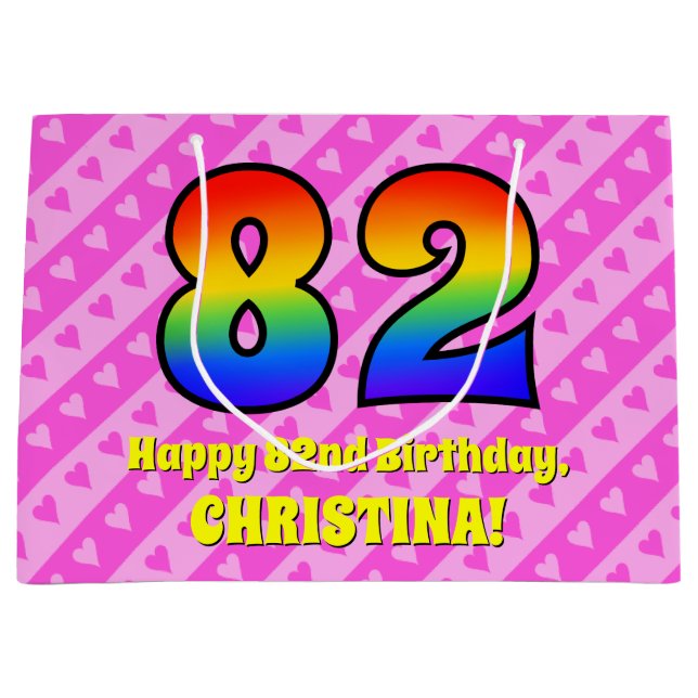 82:a födelsedagen: Rosa Rand & Hearts, regnbåge nr (Framsidan)