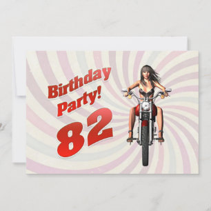 82:a födelsedagsfesten med en tjej på motorcykel inbjudningar