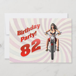 82:a födelsedagsfesten med en tjej på motorcykel inbjudningar