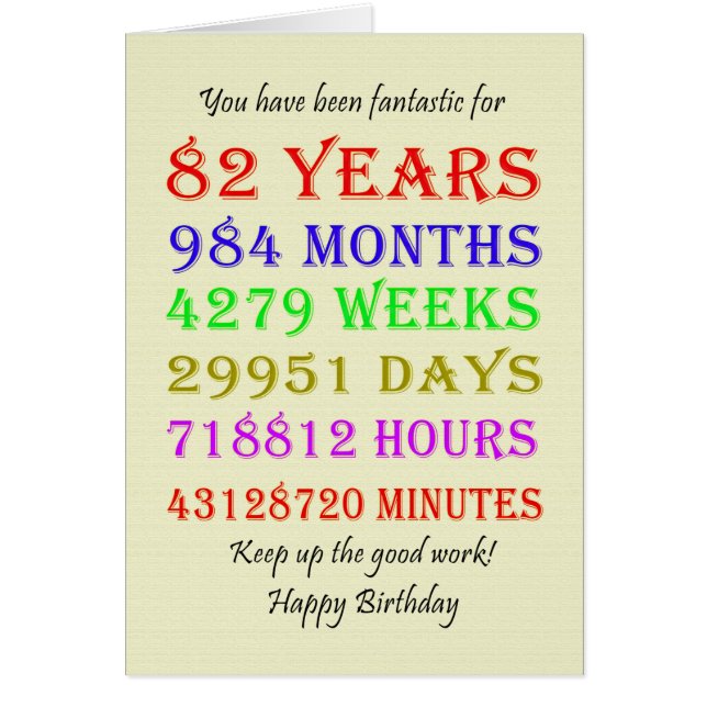 82:a födelsedagsmilstolpar hälsningskort (Framsidan)