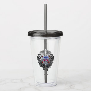82:a luftburna stenande Silver Skullmetallisk Ving Take Away Mugg