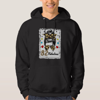 82 år gammal Fabulous Messy Bun Leopard 1940 Birth Hoodie
