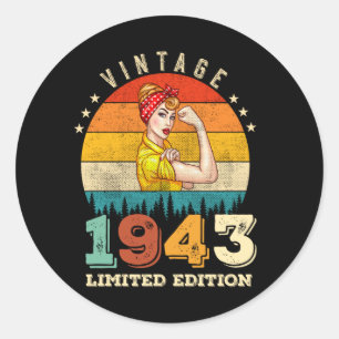 82-årig dag 1943 Vintage 82:a födelsedagen Kvinnor Runt Klistermärke