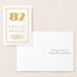 82-årsdag: Art Deco Inspirerad Utseende "82" & Nam Folierat Kort