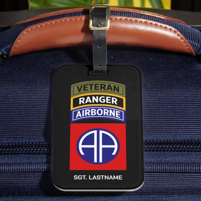 82nd Airborne Ranger Veteran Flikplåster Bagagebricka (Framsida Insitu 2)