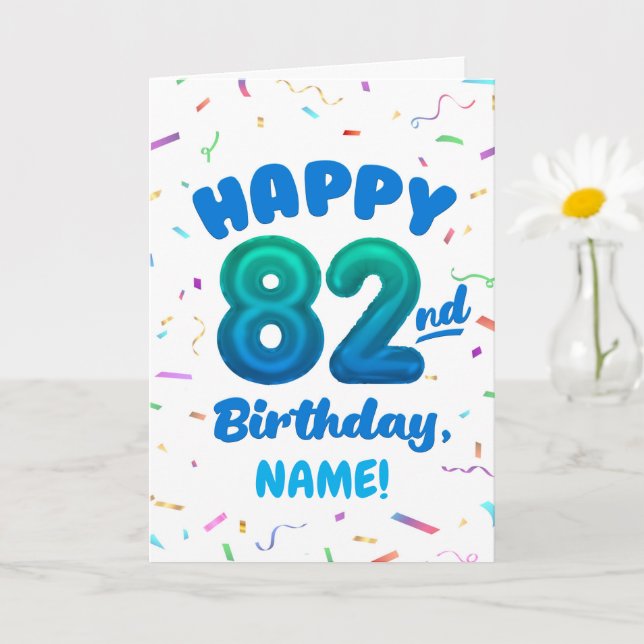 82nd Balloon Number Custom Name Birthday Card Kort (Liten växt)