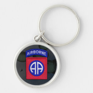 82nd Luftburen uppdelning lappar Keychain Rund Silverfärgad Nyckelring