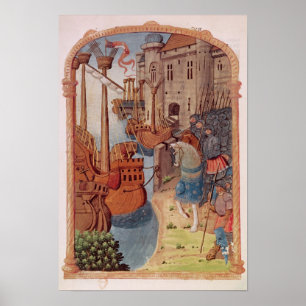 8378 Velin 745 riddare f.1 på hästryggen, c.1350 Poster
