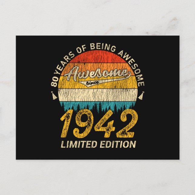 83 År Gammal 1942 Retro Awesome 83-årspresent Vykort (Framsida)
