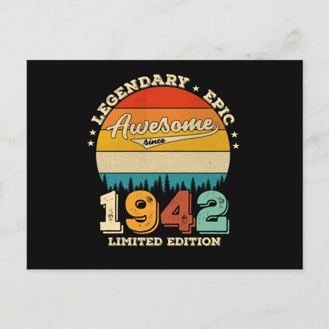 83 År Gammal 1942 Retro Awesome 83-årspresent Vykort (Framsida)