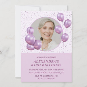 83-års födelsedagsinbjudningar Foto Lila ballonger Inbjudningar
