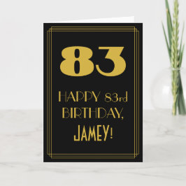 83-årsdag ~ Art Deco Inspirerad Look "83" & Namn Kort