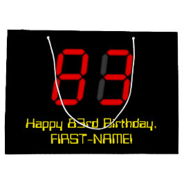 83-årsdag: Röd digital klocka stil "83" + Namn