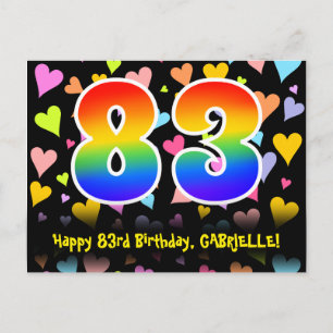 83-årsdag: Roliga Hjärtans Mönster, Regnbåge 83 Vykort