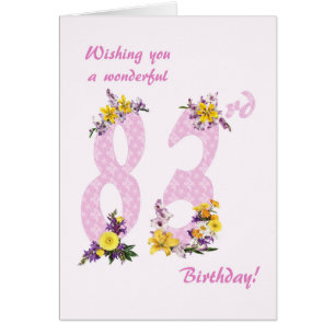 83:e födelsedag Flower Decorated Numbers Hälsningskort