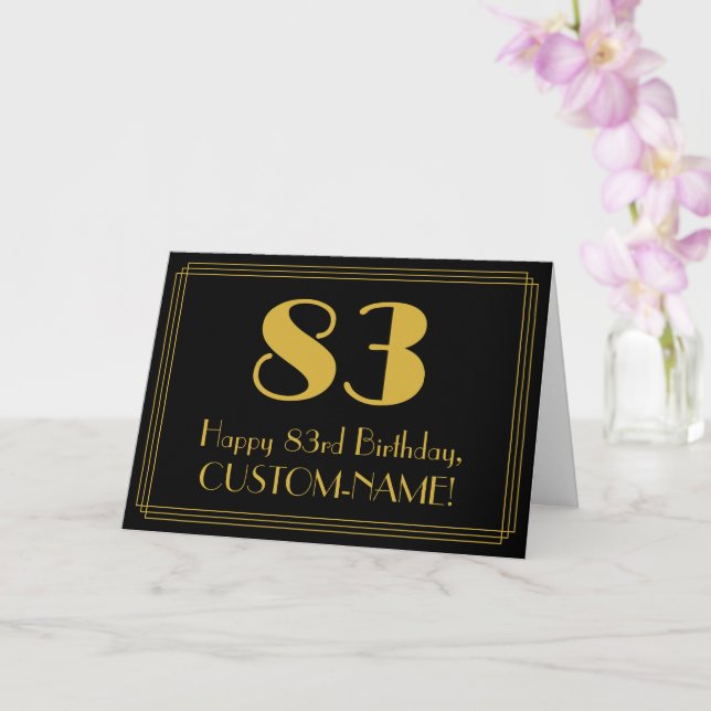83:e födelsedagen: Art Deco Inspired Titta "83" +  Kort (Orkide)