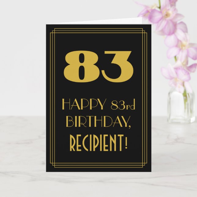 83:e födelsedagen - Art Deco Inspired Titta "83" o Kort (Orkide)