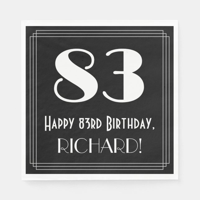 83:e födelsedagen ~ Art Deco Inspired Titta "83",  Pappersservett (Framsidan)