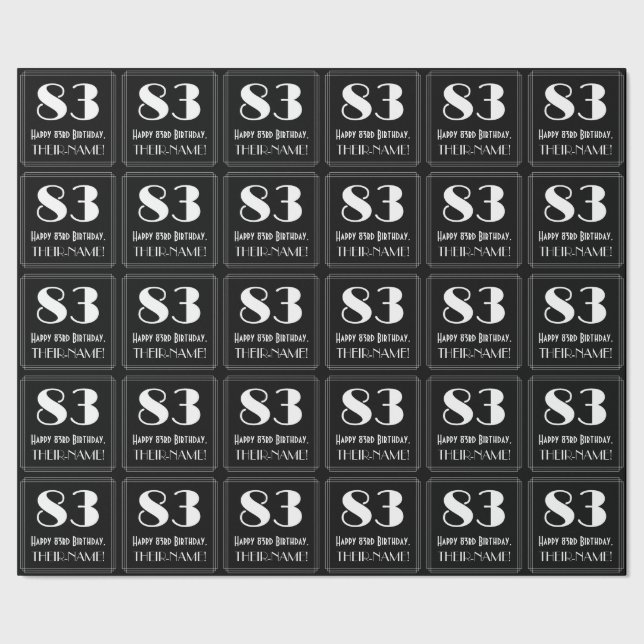 83:e födelsedagen - Art Deco Inspired Titta "83",  Presentpapper (Seam)